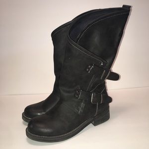 COOLWAY | Black Leather Moto Boots